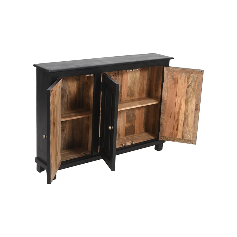 Bayside Jensen 3-Door Solid Wood Sideboard in Charcoal Gray Finish