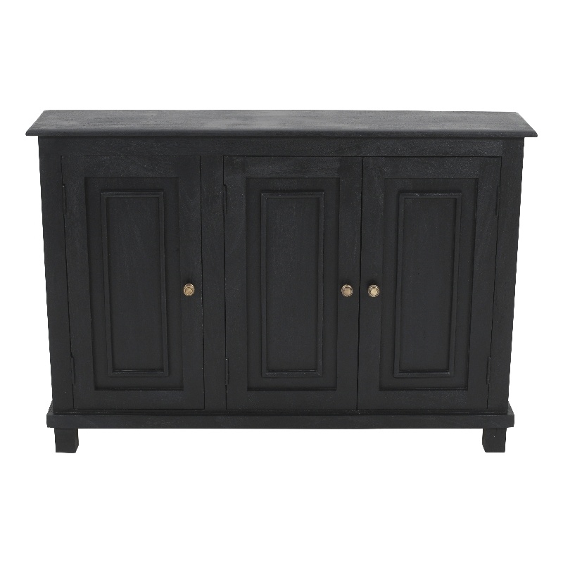 Bayside Jensen 3-Door Solid Wood Sideboard in Charcoal Gray Finish