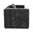Upton Sofa with 2 Toss Pillows Upholstered in Prism Black Multi-Weave Fabric
