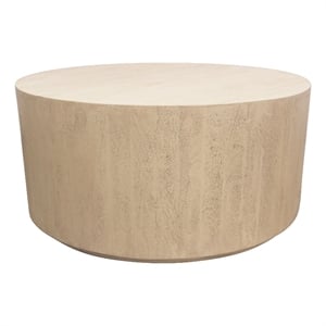 Flagstaff 36&quot Solid Wood Round Cocktail Table in Stone Natural Finish