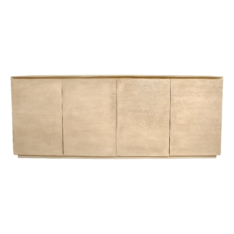 Moti Flagstaff 4-Door Contemporary Solid Wood Sideboard in Stone Natural