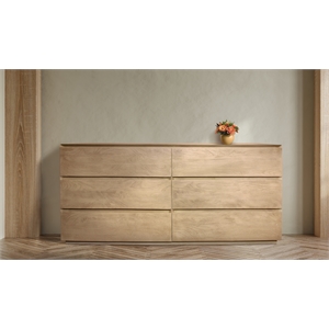 Flagstaff 6-Drawer Solid Wood Dresser in Stone Natural Finish