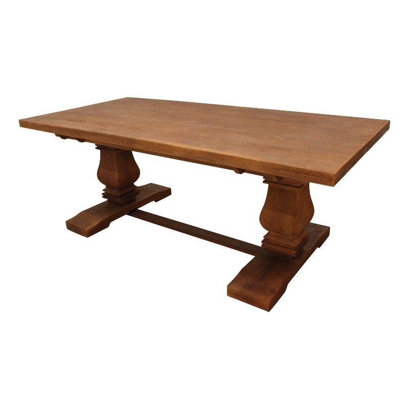 Benedict 7-Piece Rectangle Dining Table Set with 6 Chairs in Medium Brown Finish