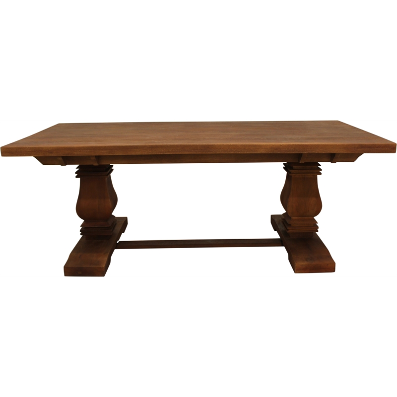 Benedict 7-Piece Rectangle Dining Table Set with 6 Chairs in Medium Brown Finish