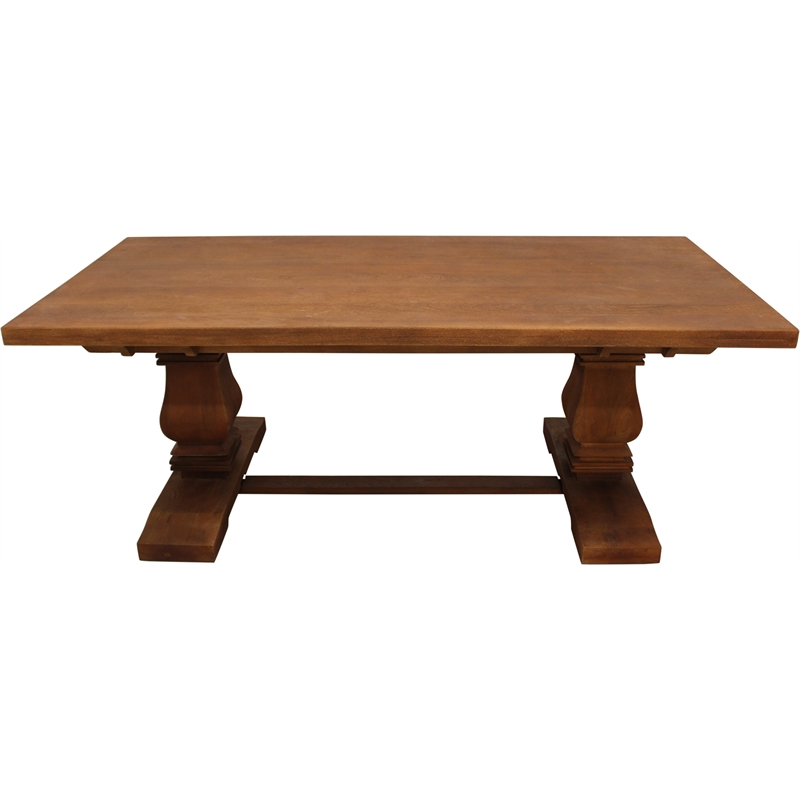 Benedict 7-Piece Rectangle Dining Table Set with 6 Chairs in Medium Brown Finish