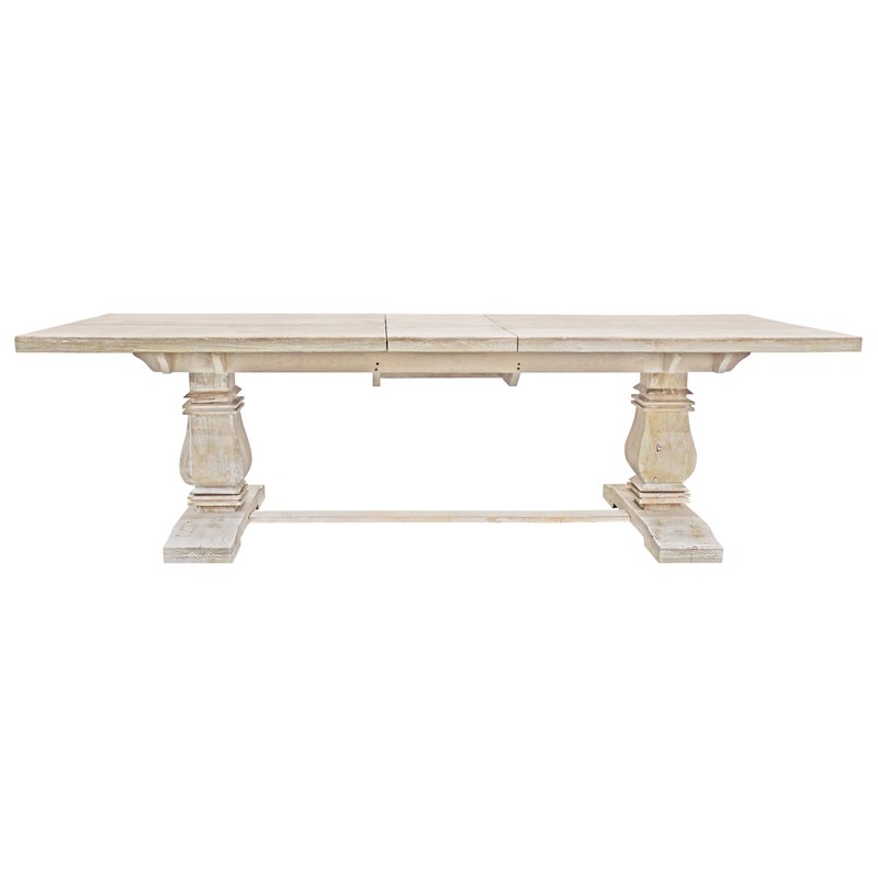 Benedict 9-Piece Extension Dining Table Set with 8 Chairs in White Wash Finish