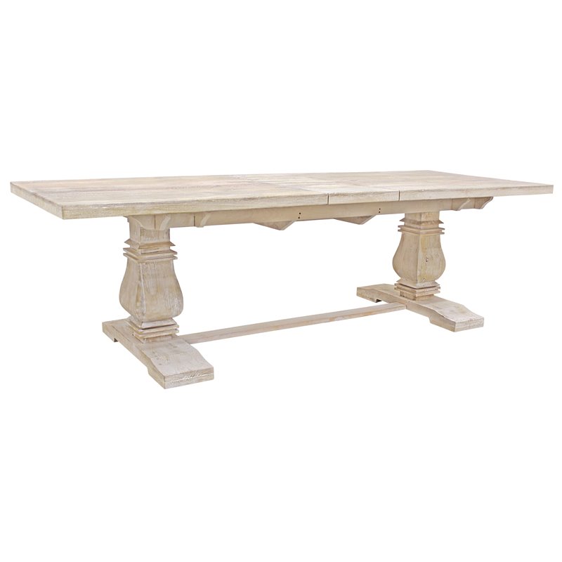 Benedict 9-Piece Extension Dining Table Set with 8 Chairs in White Wash Finish