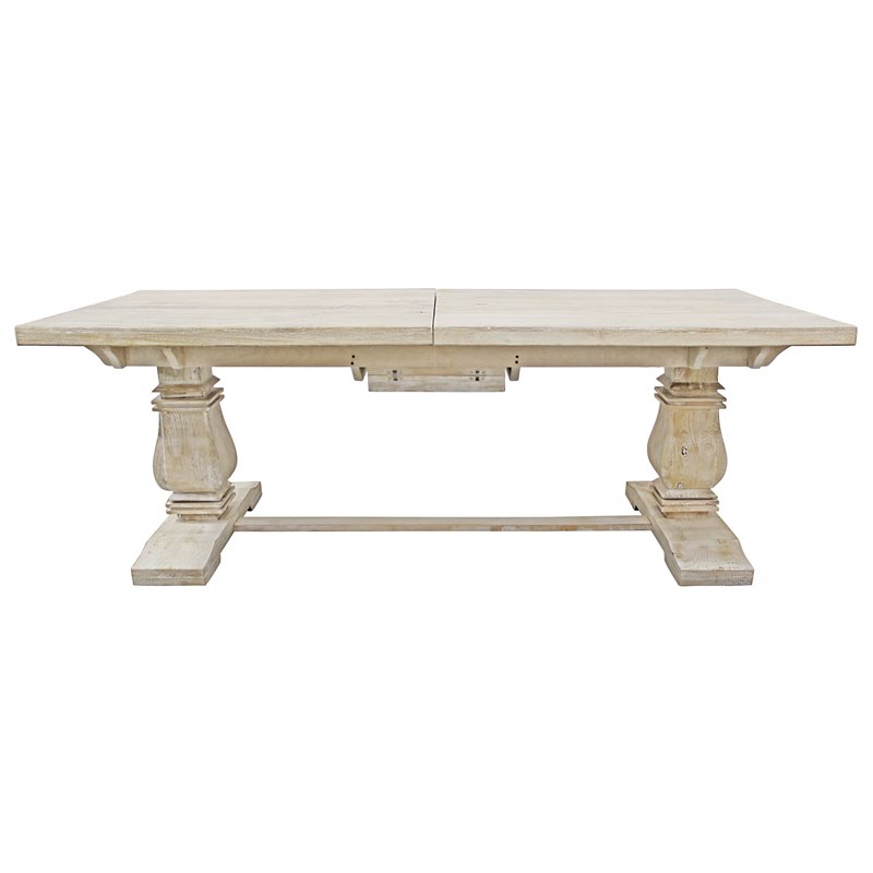 Benedict 9-Piece Extension Dining Table Set with 8 Chairs in White Wash Finish