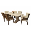 Benedict 7-Piece Extension Dining Set with 6 Natural Linen Upholstered Chairs