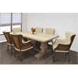 Benedict 7-Piece Extension Dining Set with 6 Natural Linen Upholstered Chairs