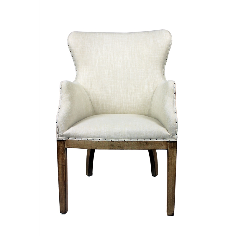 Benedict 7-Piece Extension Dining Set with 6 Natural Linen Upholstered Chairs