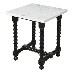 Orlando Cranberry Marble End Table with Black Wooden Spindle Base