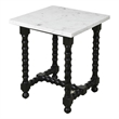 Orlando Cranberry Marble End Table with Black Wooden Spindle Base