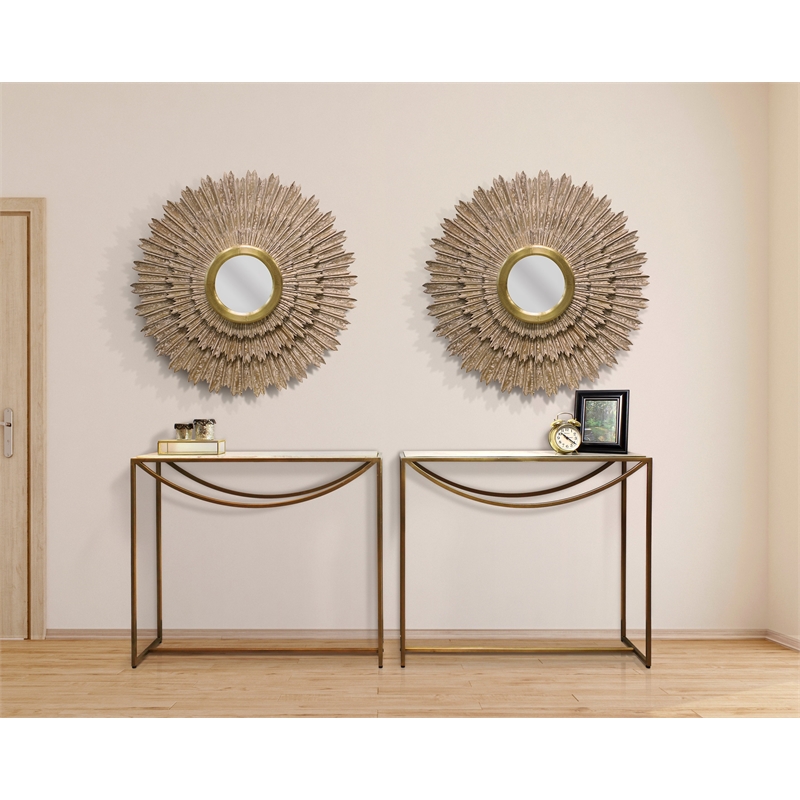 2-Piece Set Morgan Marble Console Table with Brass Finished Iron Base