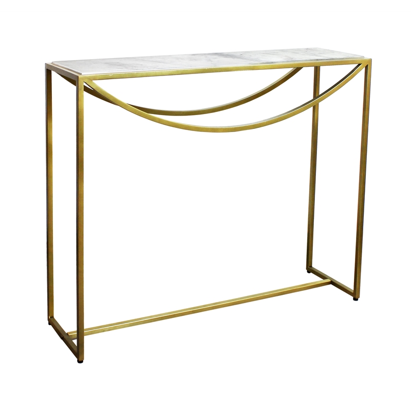 2-Piece Set Morgan Marble Console Table with Brass Finished Iron Base