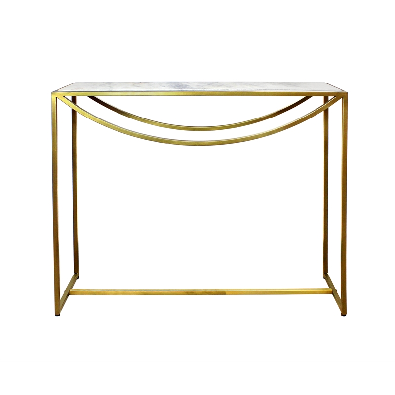 2-Piece Set Morgan Marble Console Table with Brass Finished Iron Base