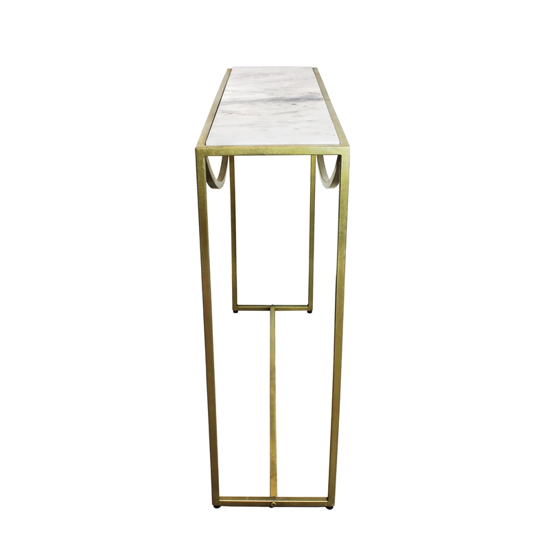 2-Piece Set Morgan Marble Console Table with Brass Finished Iron Base