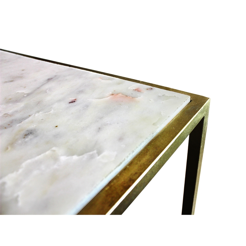 2-Piece Set Morgan Marble Console Table with Brass Finished Iron Base