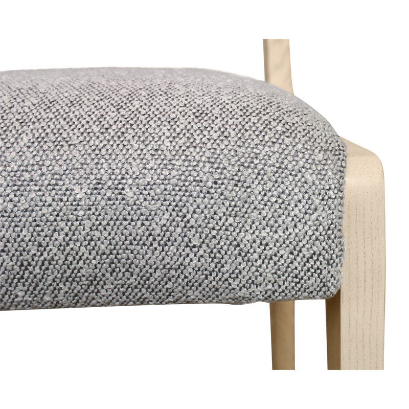 2-Piece Set Silver Boucle Fabric Upholstered Side Chair with Ash Wooden Frame