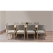 Benedict Extendable Dining Set with 10 Solid Wood Chairs in Gray Boucle Fabric