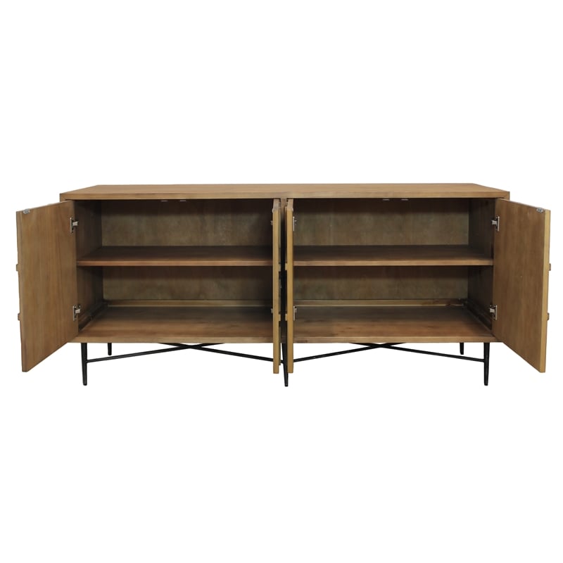 Samara 4-Door Recycled Pine Wood Sideboard in Natural Finish