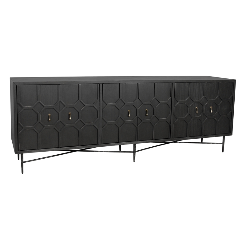 Samara 6-Door Recycled Pine Wood Sideboard with an Iron Base
