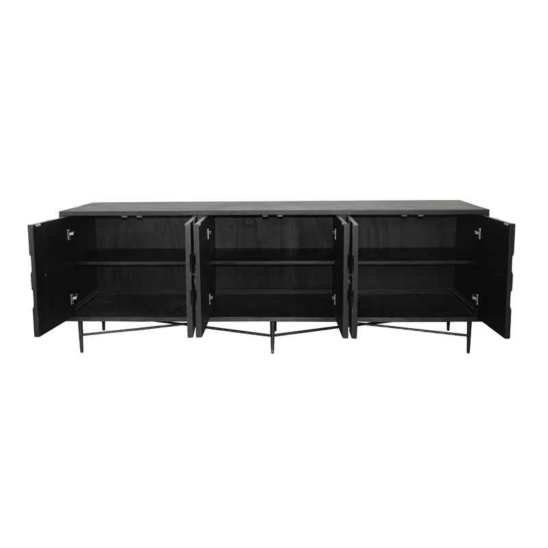 Samara 6-Door Recycled Pine Wood Sideboard with an Iron Base