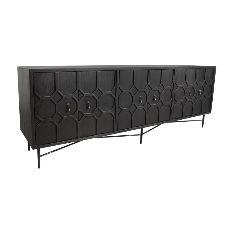 Samara 6-Door Recycled Pine Wood Sideboard with an Iron Base