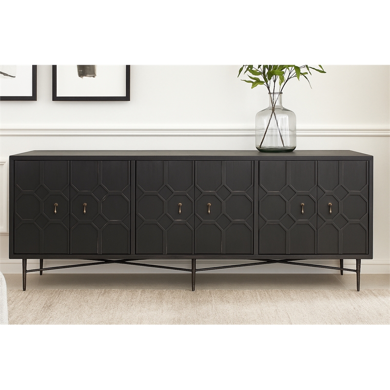 Samara 6-Door Recycled Pine Wood Sideboard with an Iron Base