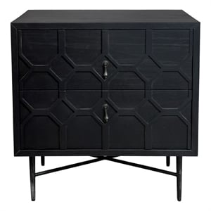 Samara 2-Drawer Recycled Pine Wood Nightstand on an Iron Base