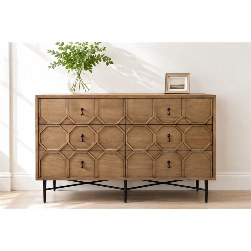 Samara 6 - Drawer Recycled Pine Wood Chest in Natural Finish