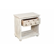 Manny 1-Drawer Solid Wood Nightstand in a Distressed White Finish