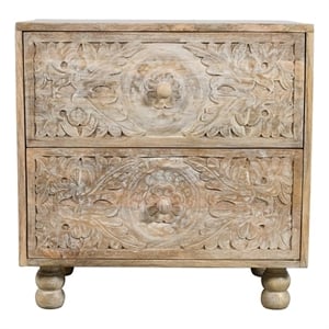 Cory 2-Drawer Solid Wood Nightstand With Metal Glides in Natural Finish