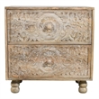 Cory 2-Drawer Solid Wood Nightstand With Metal Glides in Natural Finish