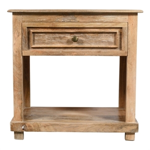 Jenna 1-Drawer Solid Wood Nightstand With Metal Glides in Natural Finish