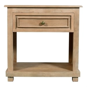 Jenna 1-Drawer Solid Wood Nightstand With Metal Glides in Seadrift Beige Finish