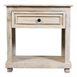 Jenna 1-Drawer Solid Wood Nightstand in a Distressed White Finish