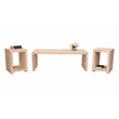 Mir 3-Piece Solid Wood Coffee and End Table Set in Brushed White Finish