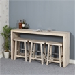 Montez 4-Piece Solid Wood Bar Table and Stools Set in Brushed White Finish