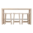 Montez 4-Piece Solid Wood Bar Table and Stools Set in Brushed White Finish