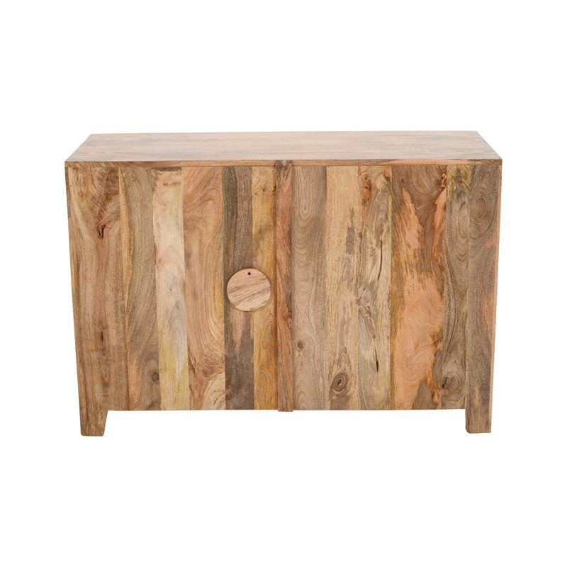 Waverly 2 Door Solid Wood Accent Cabinet with Hand-Carved Doors in Natural