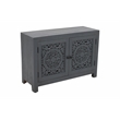 Waverly 2 Door Solid Wood Accent Cabinet with Hand-Carved Doors in Gray