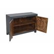 Waverly 2 Door Solid Wood Accent Cabinet with Hand-Carved Doors in Gray