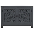Waverly 2 Door Solid Wood Accent Cabinet with Hand-Carved Doors in Gray