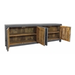 Waverly Solid Wood Media Cabinet with 4 Doors and Gray Finish