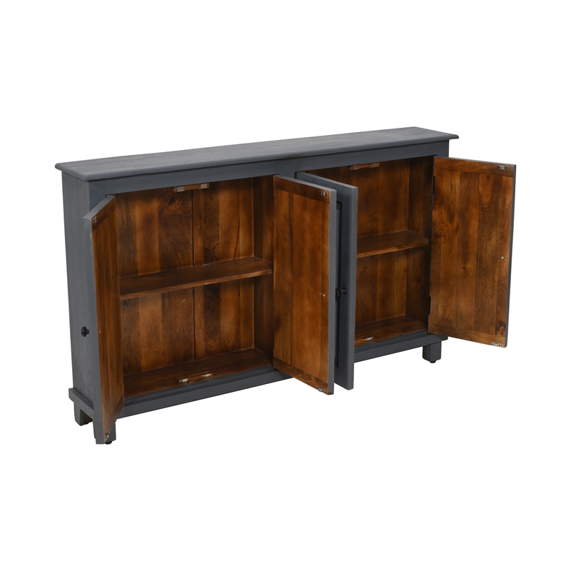 Jenna 4-Door Solid Wood Sideboard with 2 Shelves in a Gray Finish