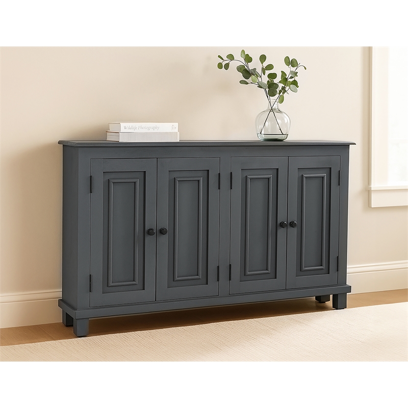 Jenna 4-Door Solid Wood Sideboard with 2 Shelves in a Gray Finish