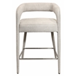 Galway Comfy Cushioned Metal Counter Chair in Ivory Linen Fabric