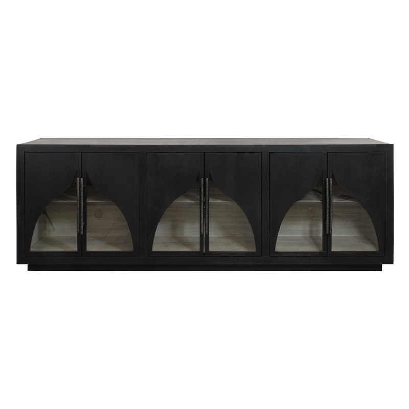 Kate 6-Door Solid Wood Sideboard with Oak Wood in a Dark Brown Finish