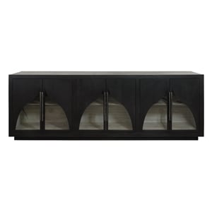 Kate 6-Door Solid Wood Sideboard with Oak Wood in a Dark Brown Finish